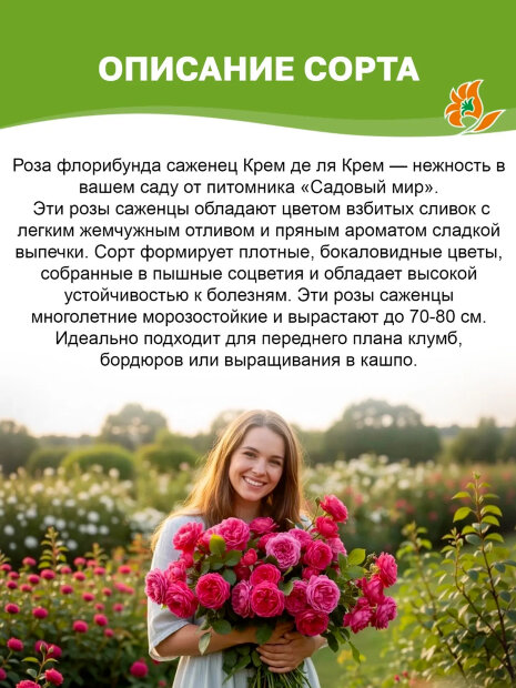 Роза Крем да ля Крем (флорибунда)